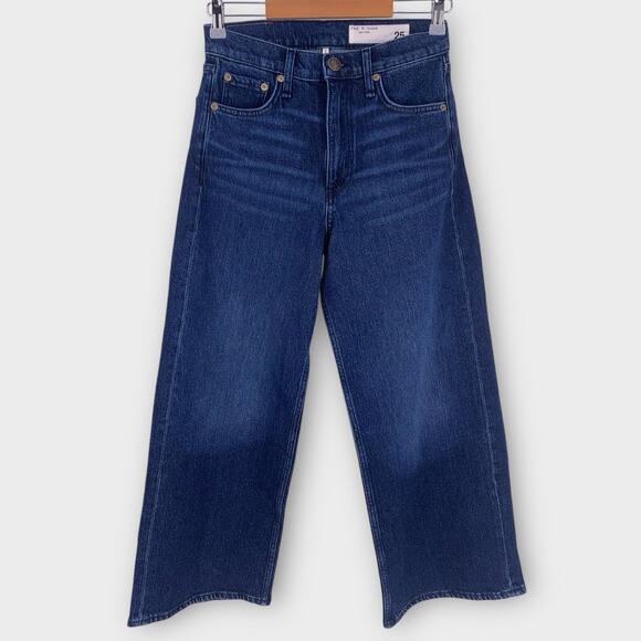 NWT Rag & Bone Dark Wash Andi High Waist Wide-Leg Jeans 25 - Picture 2 of 16